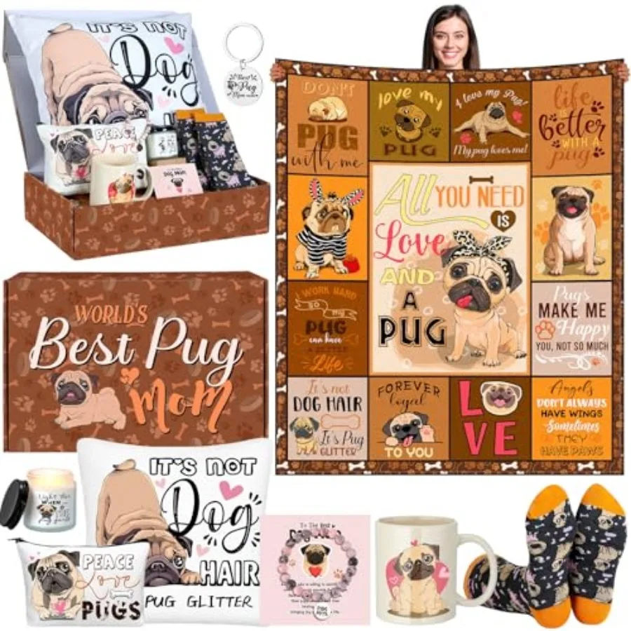

10 Pcs Mom Gifts for Women Includes Blanket Cosmetic Bag Keychain Coffee Mug Socks Gift Box Card Pillowcase Bracelet Candle for