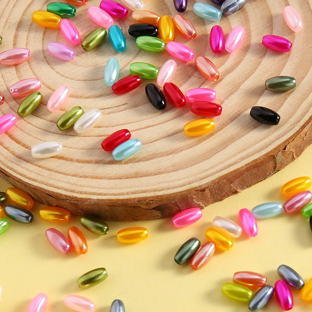 200 Stück 4x8mm Zufallsfarbene Ovale Rocailles Acryl Regenbogen Zwischenperlen Lose Perlen für DIY Schmuckherstellung Armbänder Halsketten – Detail 3