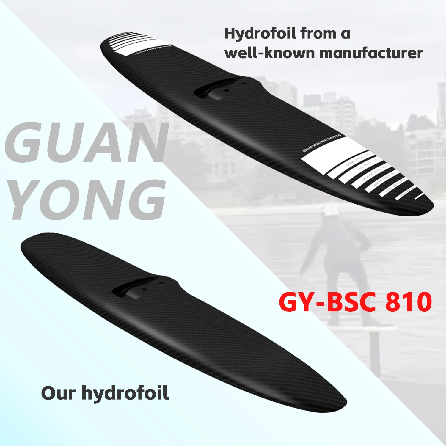 

Factory price High performance Carbon fiber GY-BSC 810 1022 sq cm carbon fiber front wing outdoor water sports kite surfing hydr