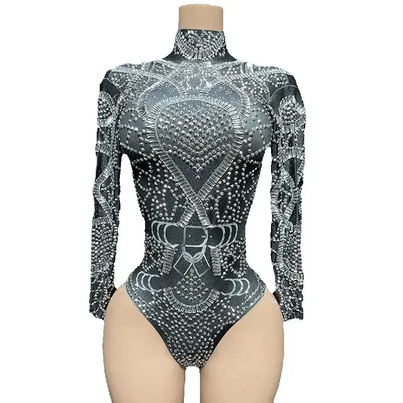 Body z długim rękawem z dżetów Bar klub nocny impreza z DJ-em sceniczny strój festiwalowy damski kostium imprezowy seksowny strój Gogo