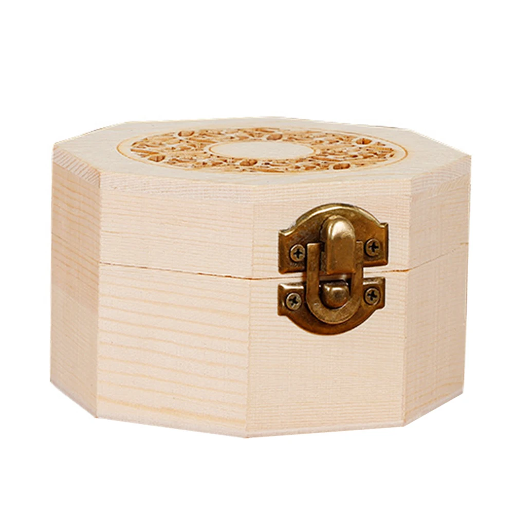

Wooden Tea Cake Box Simple Holder Reusable Storage Octagonal Long Lasting Natural Retro Style Fine Workmanship Smooth Polishing