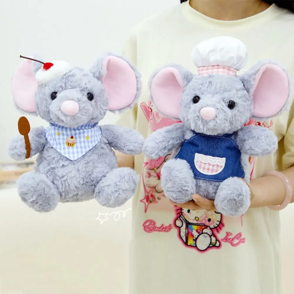 

PP Cotton Chef Shaped Mouse Plush Doll Fluffy Soft Mouse Plush Toy Interactive Ins Mouse Chef Stuffed Dolls Home Decor