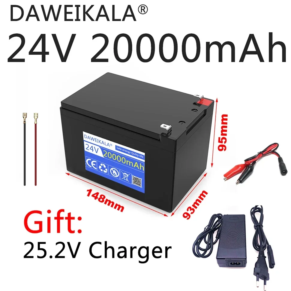 24V Battery 20Ah 18650 lithium battery pack Rechargeable battery for solar energy electric vehicle battery+25.2V charger