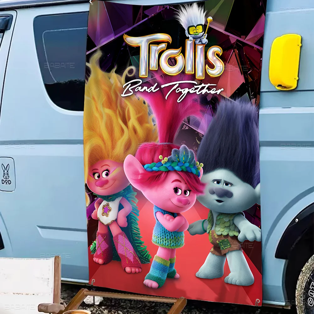 Trolls Band T-Together Cartoon High End Quality Banner Printing Artistic Atmosphere Style Camping Flag