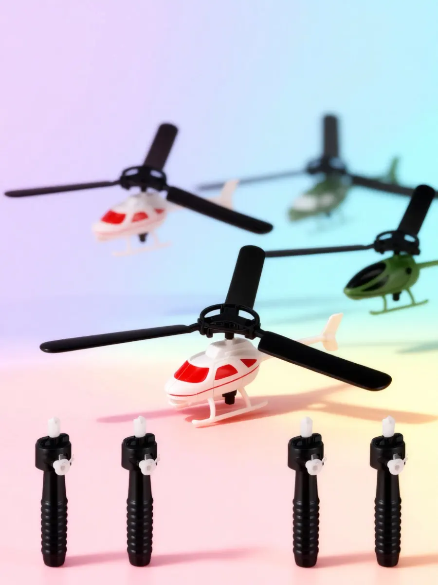 5Pcs Pull String Airplane Creative Kids Flight Plane Educational Gift DIY Assembly Safe Plastic Copter for Boys Girls
