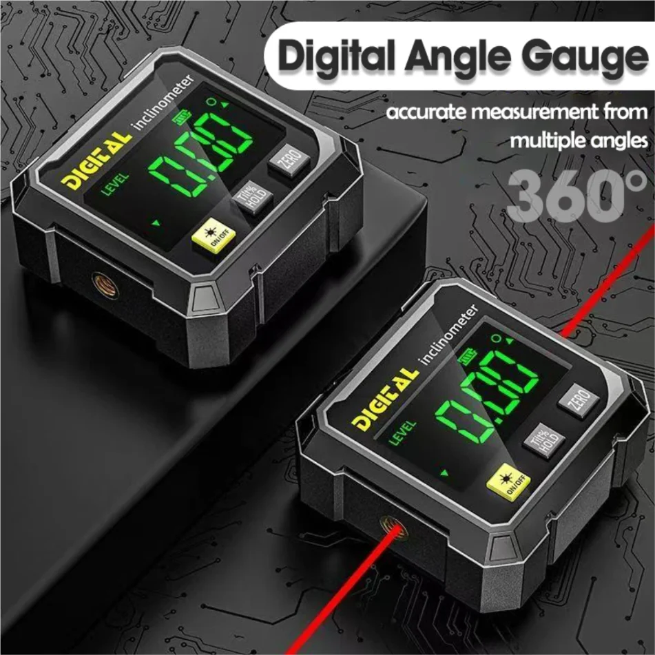 Professional Magnetic Digital Angle Gauge Laser Level Ruler Inclinometer USB Rechargeable for Geological Dip Measurement