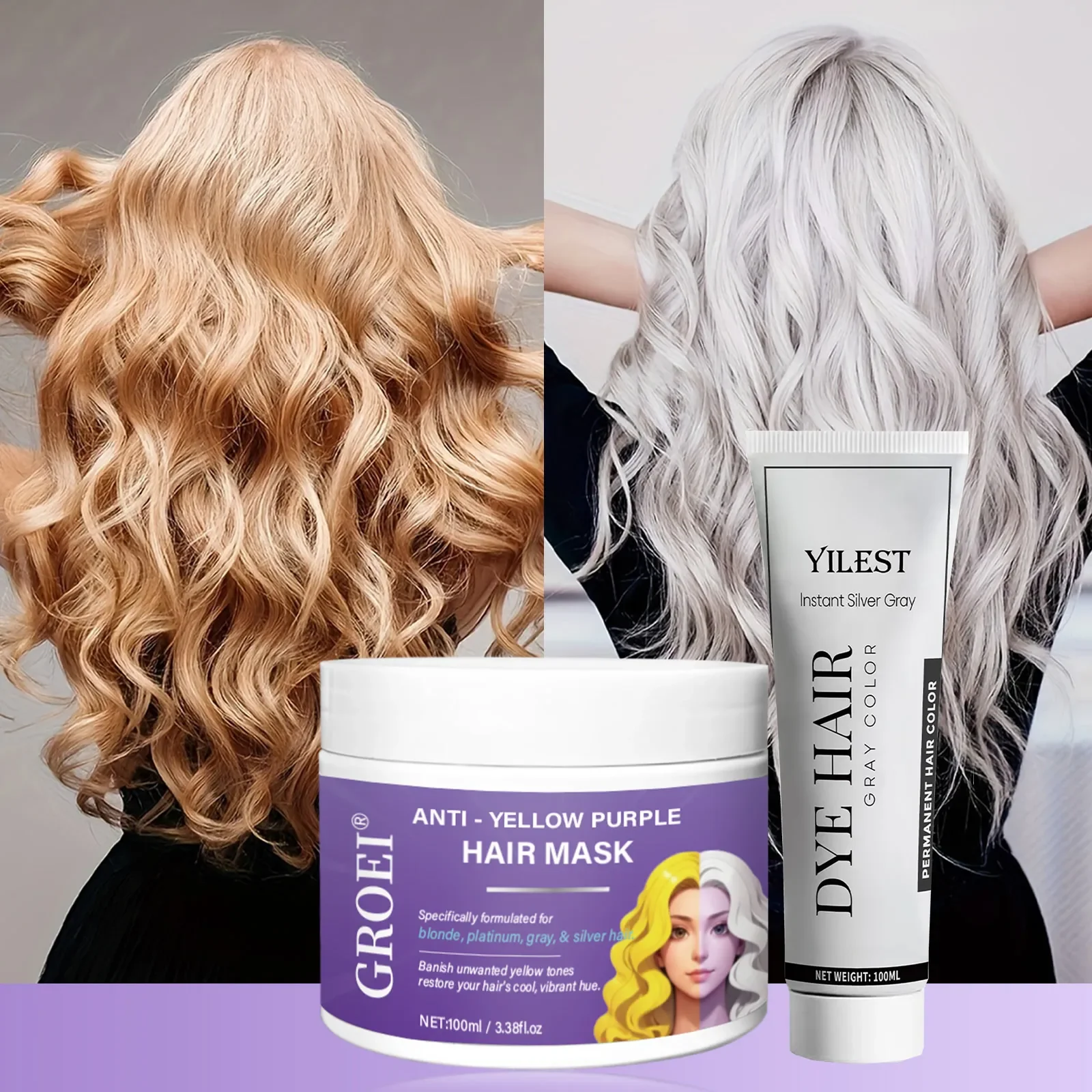 

Lock Color Purple Hair Mask Bleach Hair Shampoo Non-irritating Cover Gray Hair Fade Yellow After Anti Brass Tones Hair Shampoo