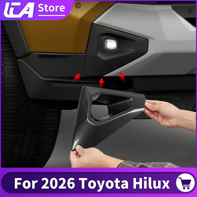 

For Toyota Hilux Pickup 2026 Truck Front Fog Lamp Grille Cover Trim ABS Black Accessories Car Styling Exterior Accessories Parts