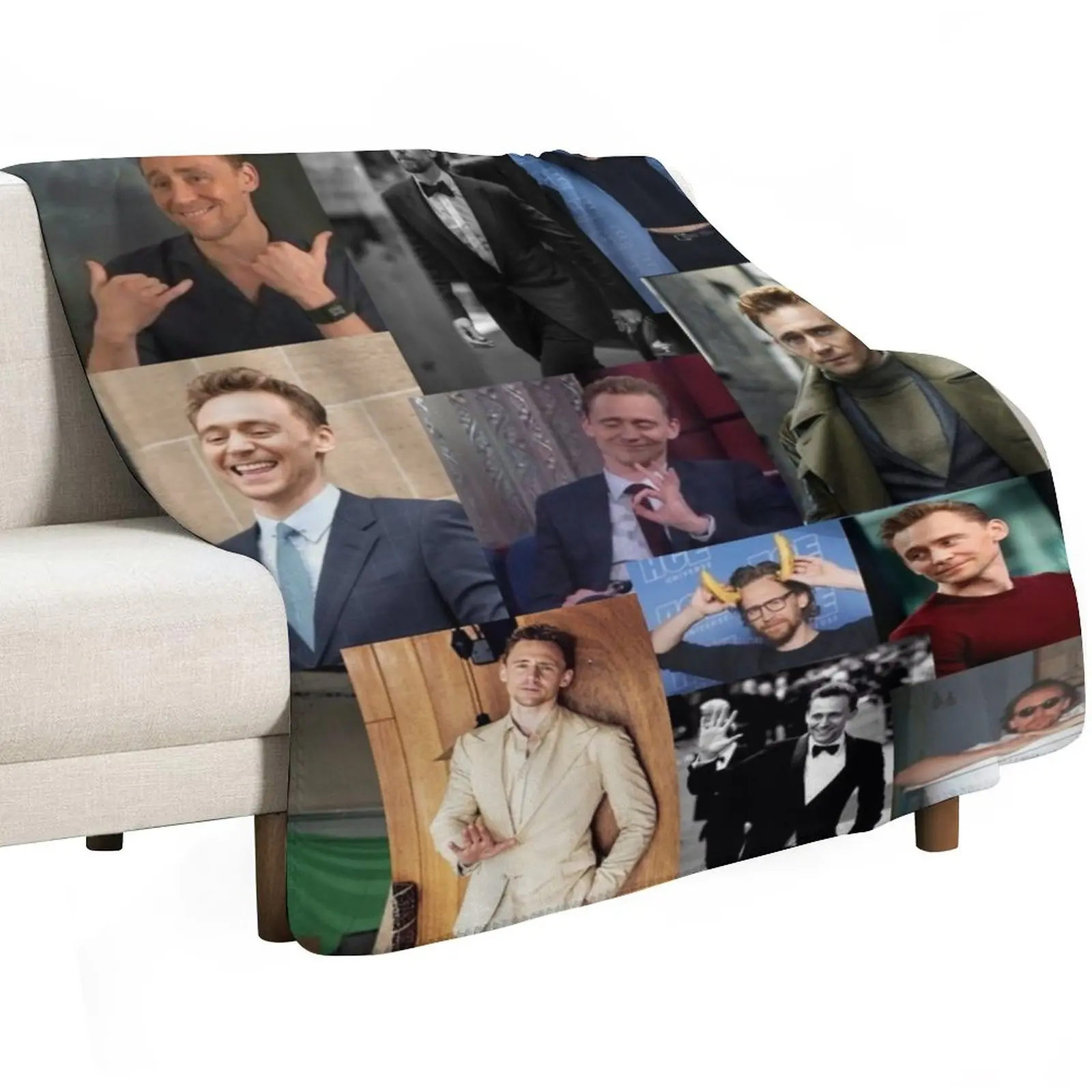 Tom Hiddleston collage Throw Blanket Softest Flannel Fabric Beautifuls halloween warm winter funny gift Blankets