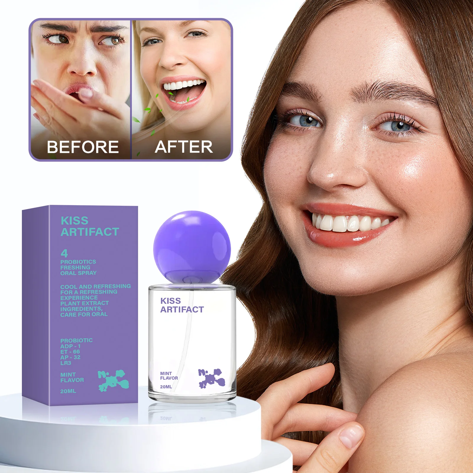 

20ml Probiotic Oral Spray Mint Remove Bad Breath Mild Long-Lasting Mist Travel-Sized Oral Care Freshener Oral Care Dental Health