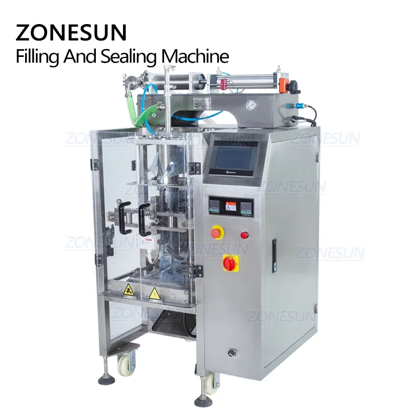 ZONESUN-Banc de Remplissage et d'Arrière existent, Machine d'Emballage Verticale Personnalisée pour Sacs de Liquide et Boissons