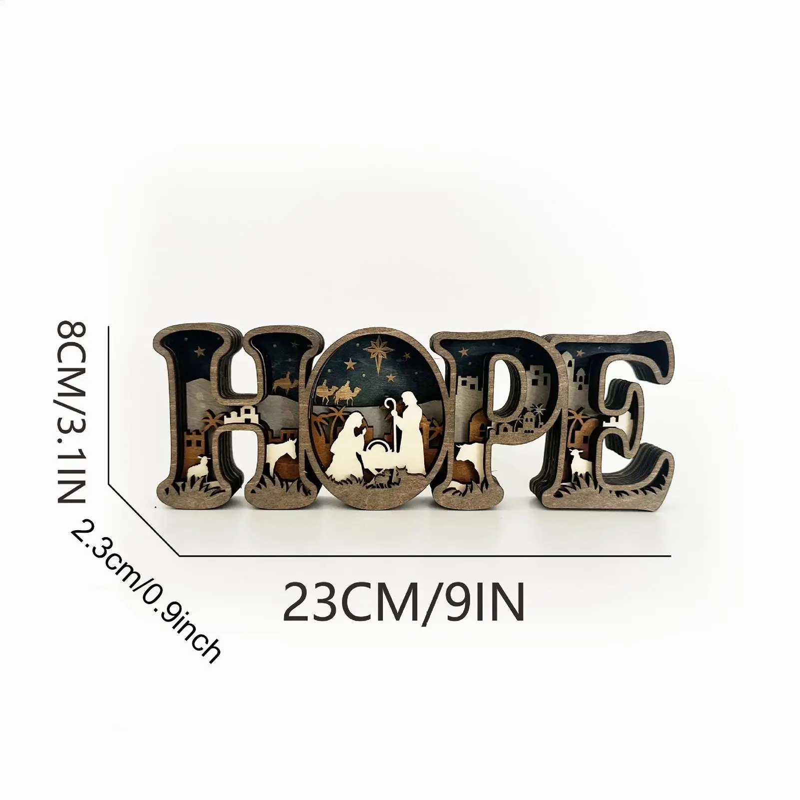 عيد الميلاد المهد مدير مصباح ثلاثية الأبعاد خشبية الأمل رسائل ديكور المنزل عيد الميلاد مدير الحلي ل رفوف الكنيسة الشكر #6