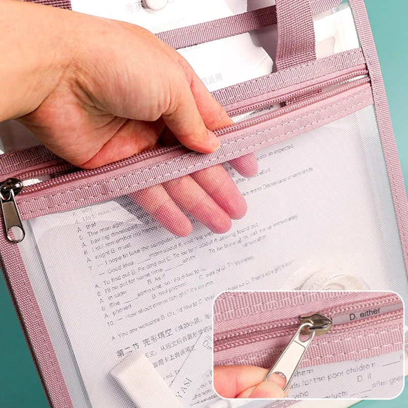 Portable Transparent Zipper Storage Bag Test Paper Folder 13 Layer File Folder Vertical Document Storage Bag Student Stationery
