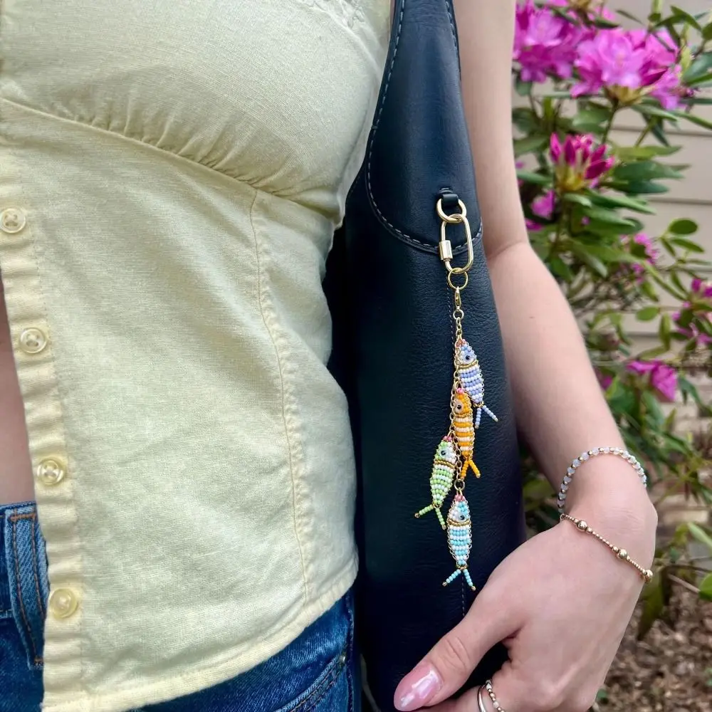 Ожерелье «сделай сам», подвеска в виде маленькой рыбки из бисера, брелок для ключей, контрастный кулон для мобильного телефона, автомобильный брелок, подвески для рюкзака с героями мультфильмов