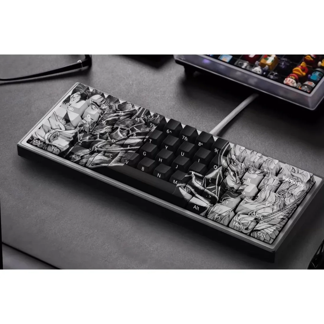 PBT Berserk Keycaps Dye Sublimation Cherry Height Side Print Backlight Black for AULA F75 Mad 60he 68he Mechanical Keyboard PC