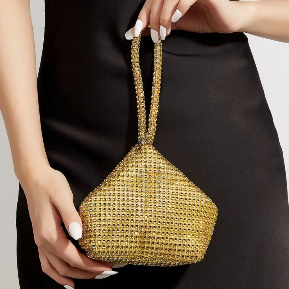Driehoek ontwerp glitter imitatie strass clutch sprankelende mode dames handtas mini luxe avond clutch vrouwelijk