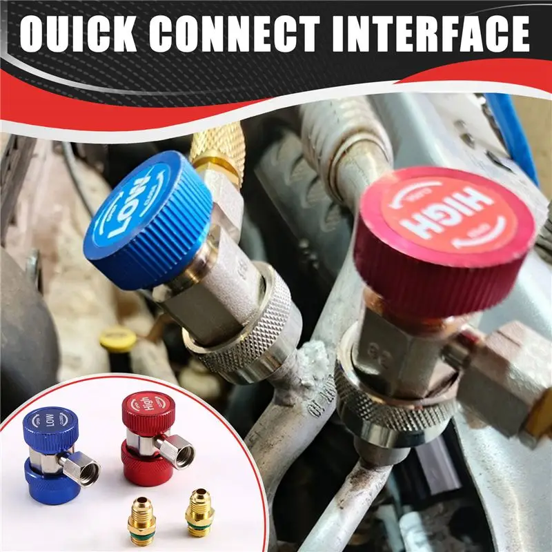 AT63-R134A Car Air Conditioner Fluoride Converter Quick Coupler Connector Adapter Adjustable Auto Repair Tools