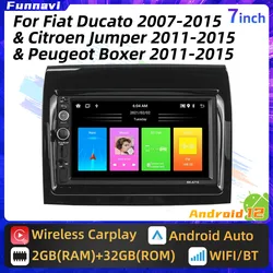 Autoradio Android Carplay 7 Pouces, 2 Din, Wifi, pour Voiture Ducato 2007-2015, Cristaux en Jumper, KIT Boxer 2011 - 2015