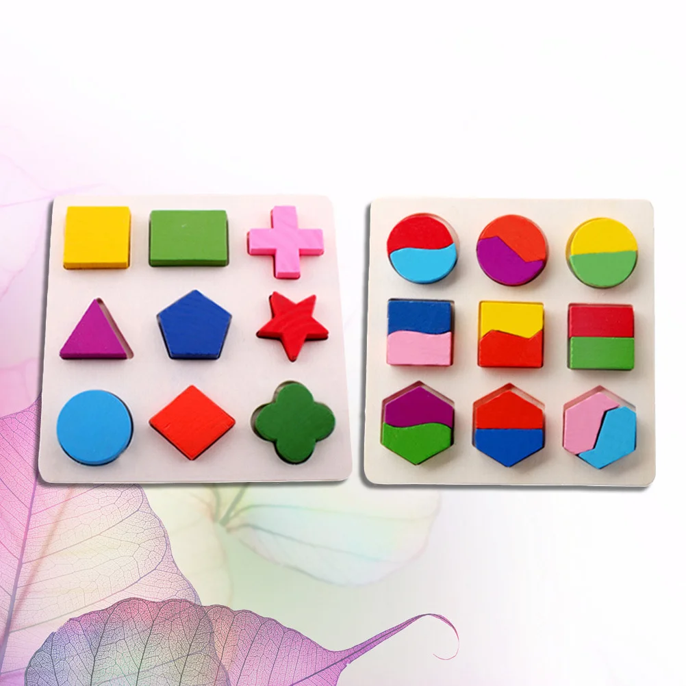 2pcs Wooden Jigsaw Puzzle Board Kids Shape Color Recognition Early Learning Educational Game Brain Development Children