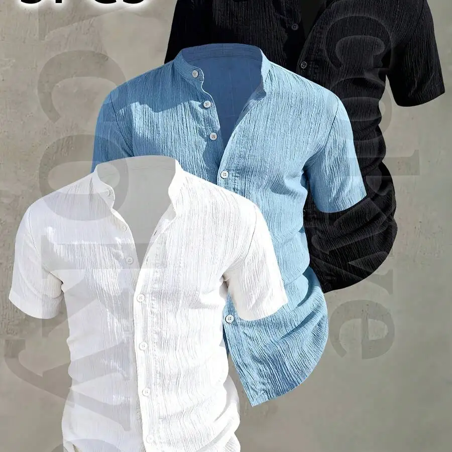 Mens Lightweight Short Sleeve Henley Shirt