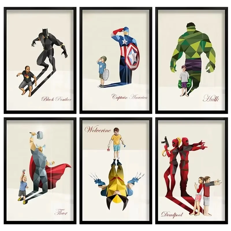 MINISO Marvel  Marvel Movie Poster for Wall Avengers Figures Spiderman Deadpool Hulk Canvas Painting Wall Art Kids Room Decor