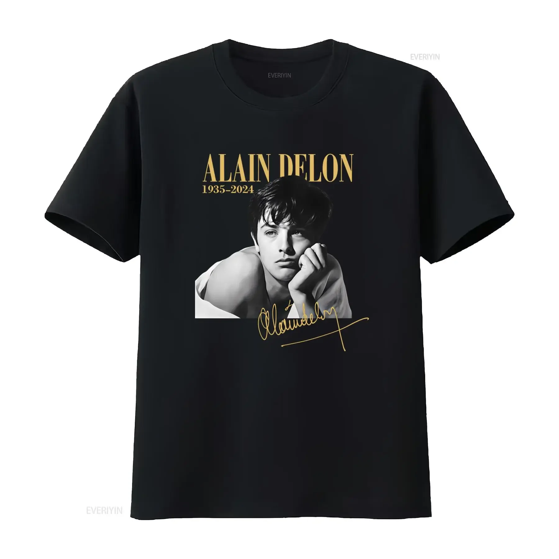 New Alain Delon 1935 2024 Tribute T Shirt for Fans S 5XL Classic Portrait Print Design NW02_185 vintage Washed Soft streetwear