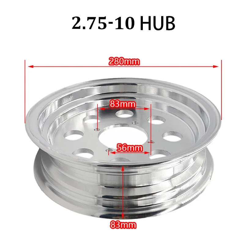 10 inch wheel vacuum rims Aluminium alloy  hub For monkey bike motorcycle Parts 2.50-10 2.75-10 3.00-10 3.50-10 4.50-10