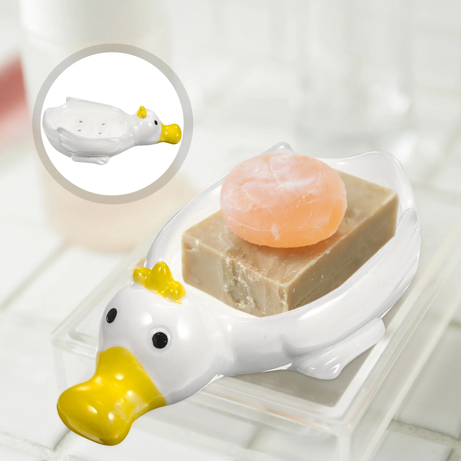 

Premium Ceramic Animal Soap Dish Cute Design with Effective Drainage for Bathroom Kitchen Hotel Soap Storage Box