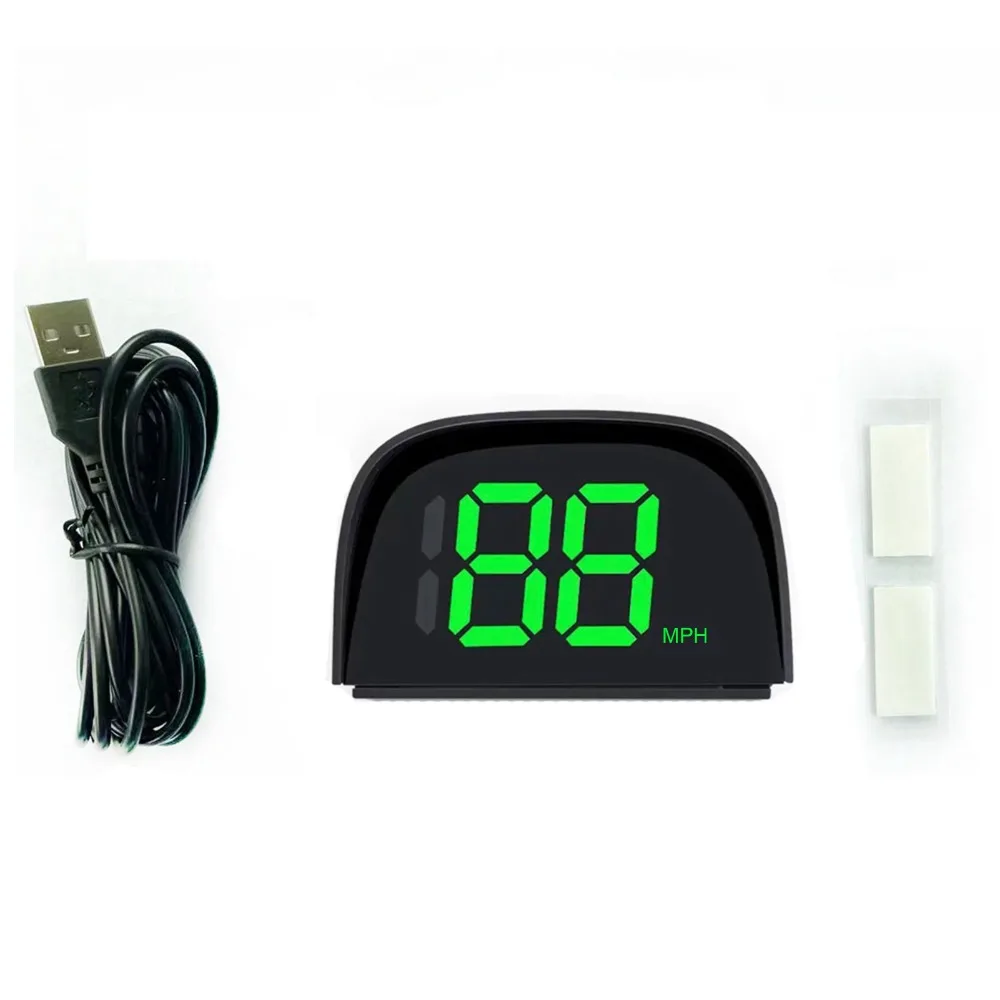 LED Large Font Display HUD Head Up Display KM/H MPH Display Digital Display Car Speed Gauge Cluster Universal Auto Compatible