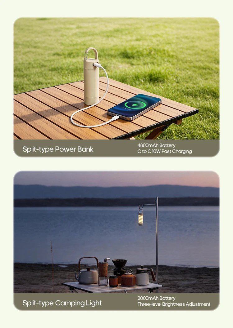 Outdoor-Campingventilator 10000mAh Zelt-Hängeventilator Wiederaufladbarer tragbarer Tischventilator mit abnehmbarer Campinglampe und Powerbank – Detail 11