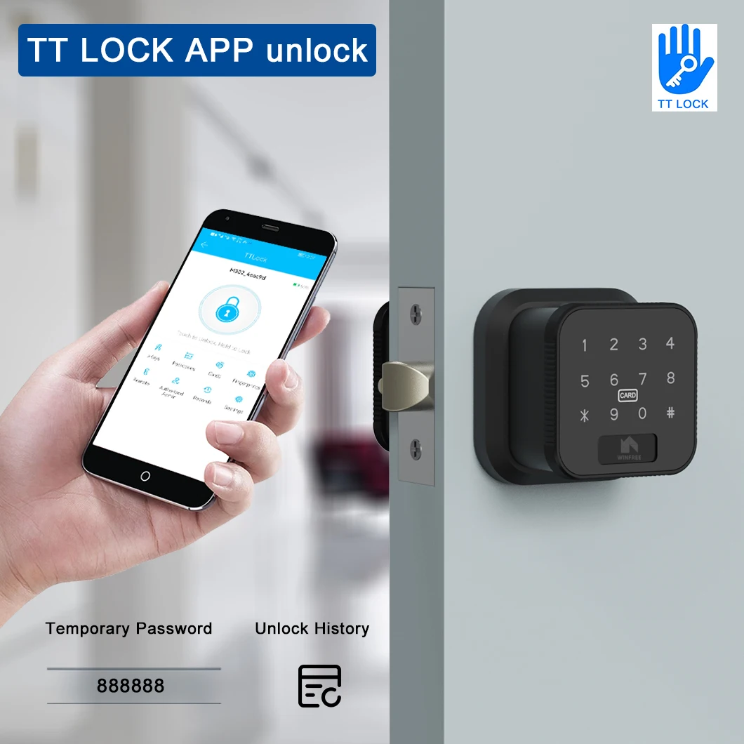 WINFREE Smart Lock Fingerprint Door Lock Passcode Card Key TTLock Bluetooth Keyless Entry for Home Office