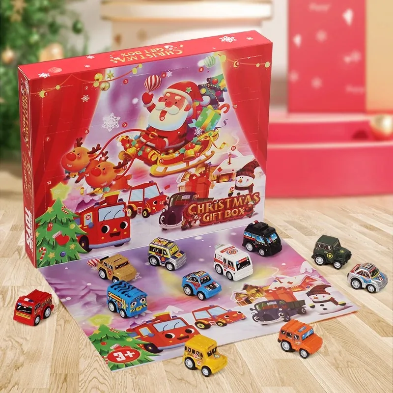 

2025 New Christmas Countdown Calendar Blind Box Surprise Demolition Toy Pull Back Inertial Car Toy Blind Box Fun Christmas Gifts