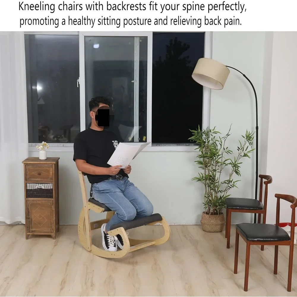 Ergonomic Kneeling Chair Adjustable Rocking with backrests Knee Chair Posture Chair for Desk,  Freight free