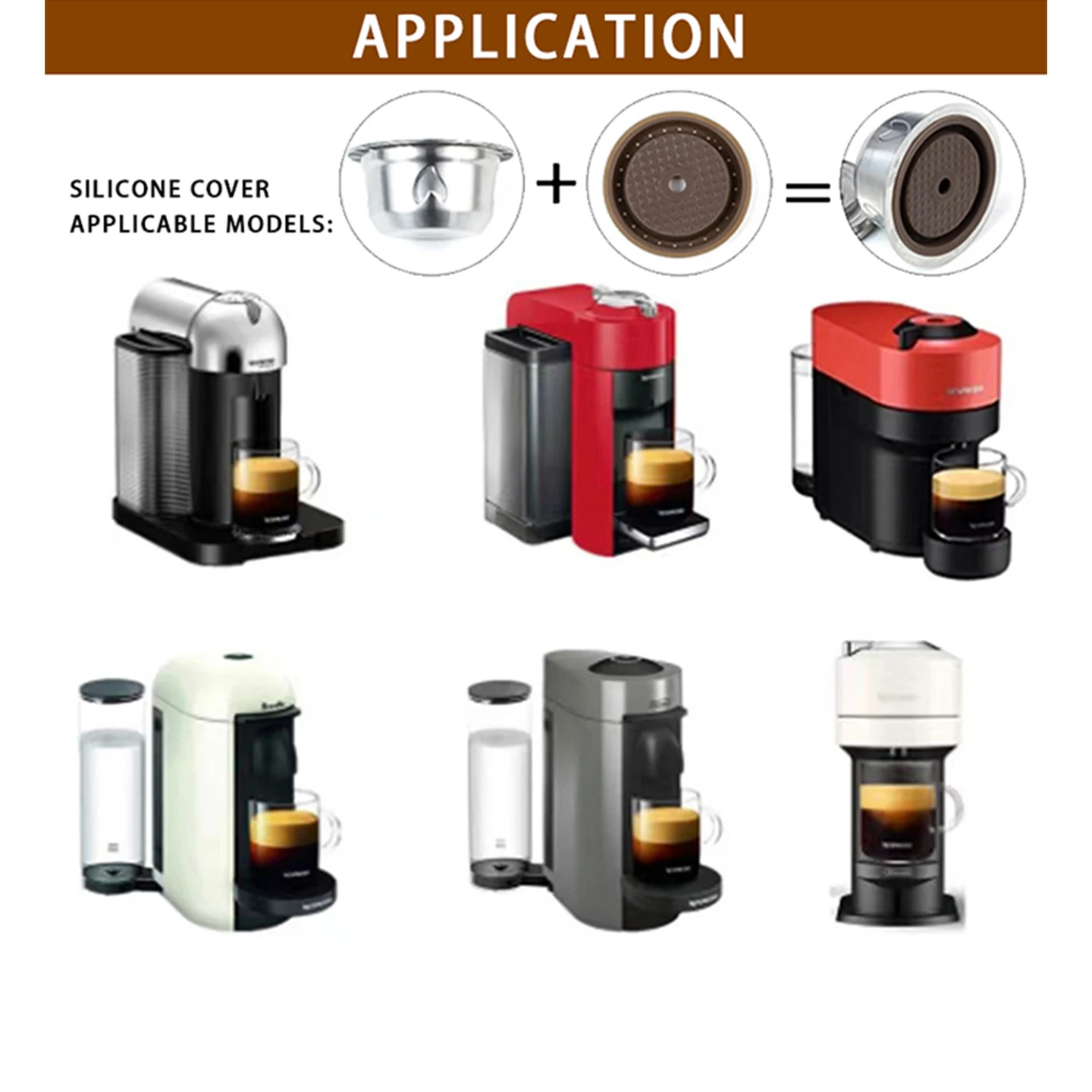Reusable Stainless Steel Vertuo Pods, Refillable Coffee Capsule with Silicone Lid, for  Vertuoline, with Tamper & Brush