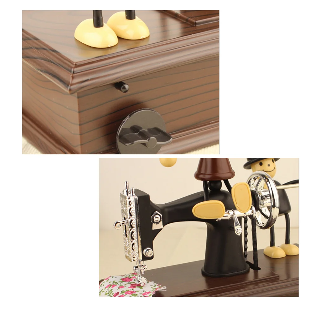 

1pc Retro Music Box Sewing Machine Shape Resin Melody Box Creative Design Smooth Surface Gift For Girlfriend Couple