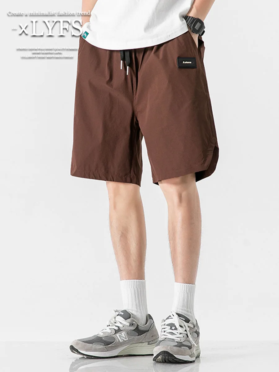 

Retro Japanese Workwear ort Pants Men's Summer Large Size Loose Straight Cut Trendy Brand Elastic Waist Ice Silk Sports Fiv...