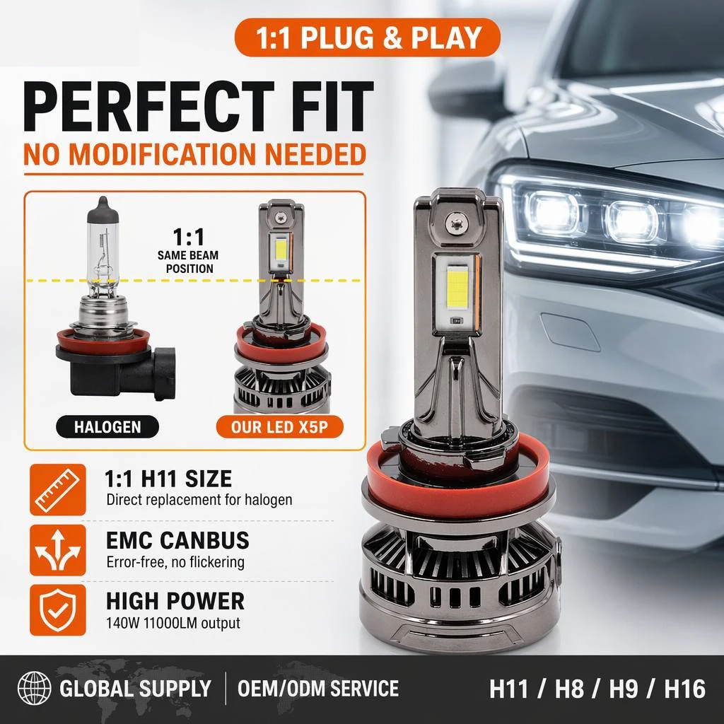 X5p 70W H7 H11 9005 9006 H1 LED Bulbs LED H7 Headlight Kit Fog Light Car LED Lamps LED Headlights Bulb