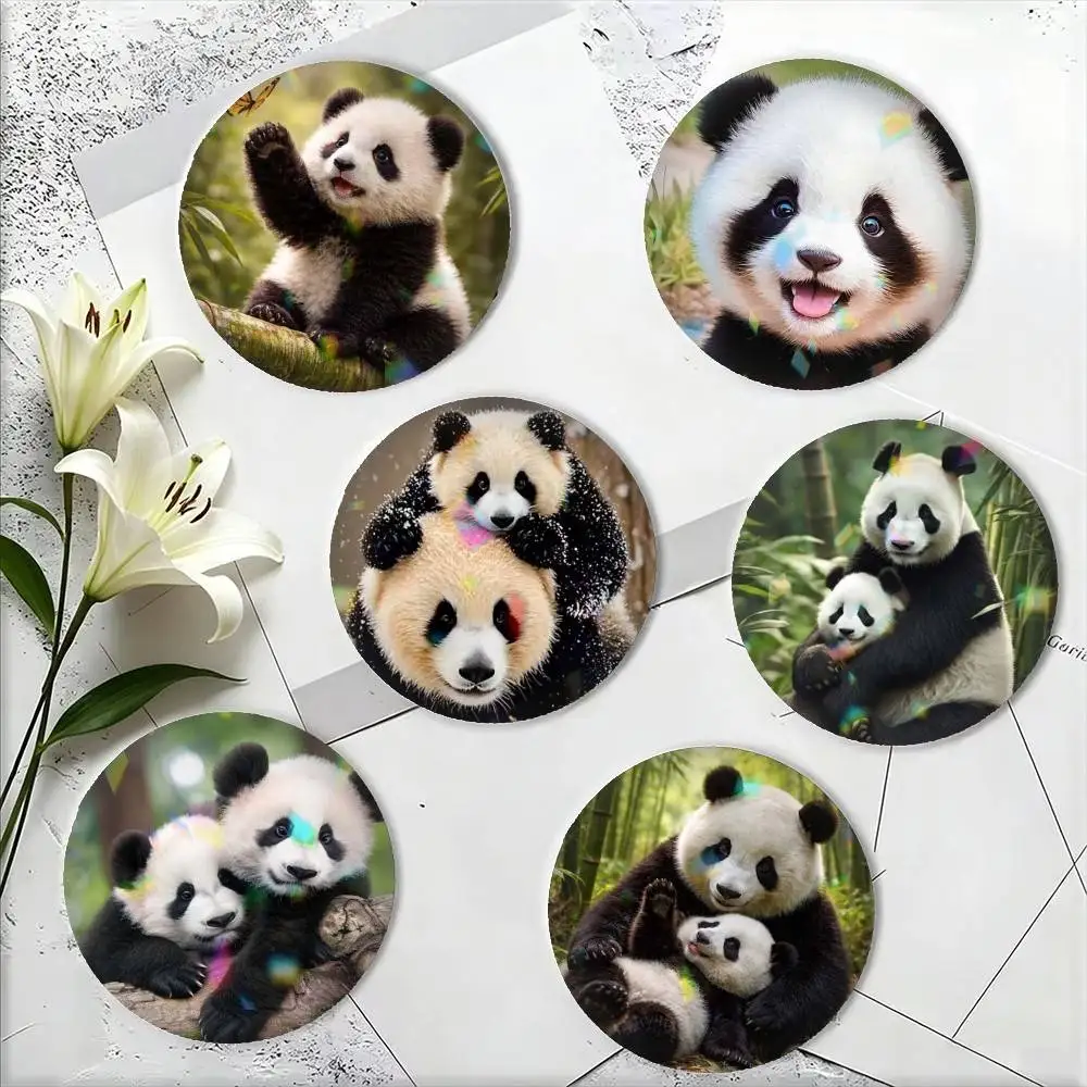 Animal Panda-A Cut 25mm 32mm 44mm 58mm 75mm Brooches Badges Pins for Accessories Gift