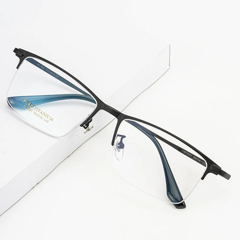 

New Arrival Pure Titanium Half Rim Frame Eyewears Business Man Style Super Light Myopia Spectacles Frame