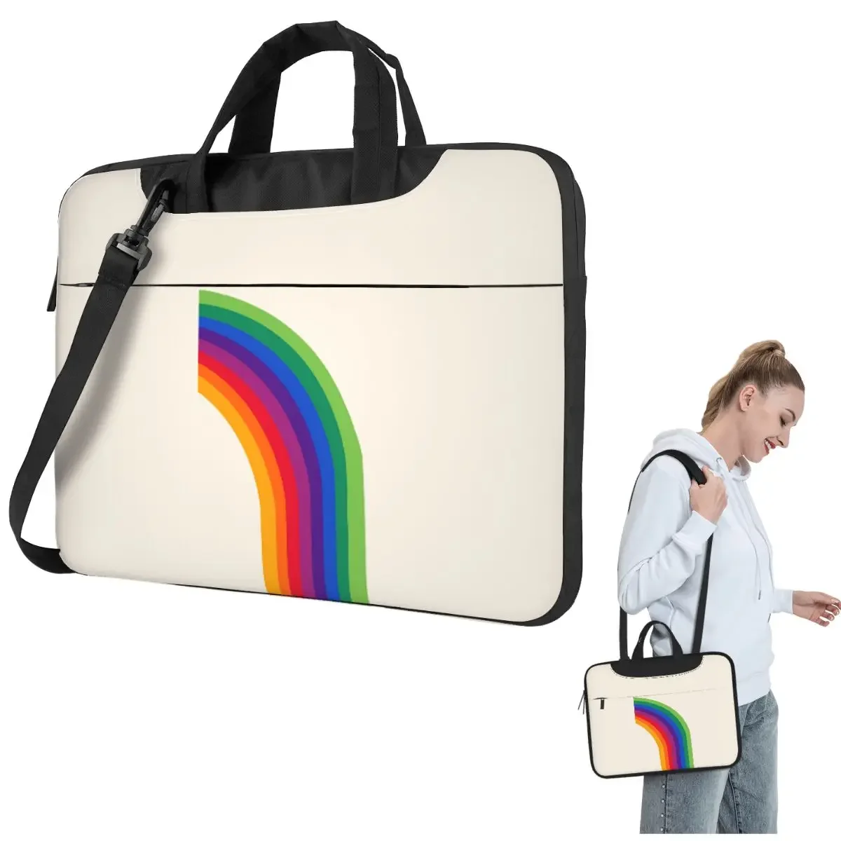 Groovy - Rainbow 70s 1970s Style Crossbody Laptop Bag Case Computer Bag 13 14 15.6 Inch Notebook Pouch for Macbook Pro