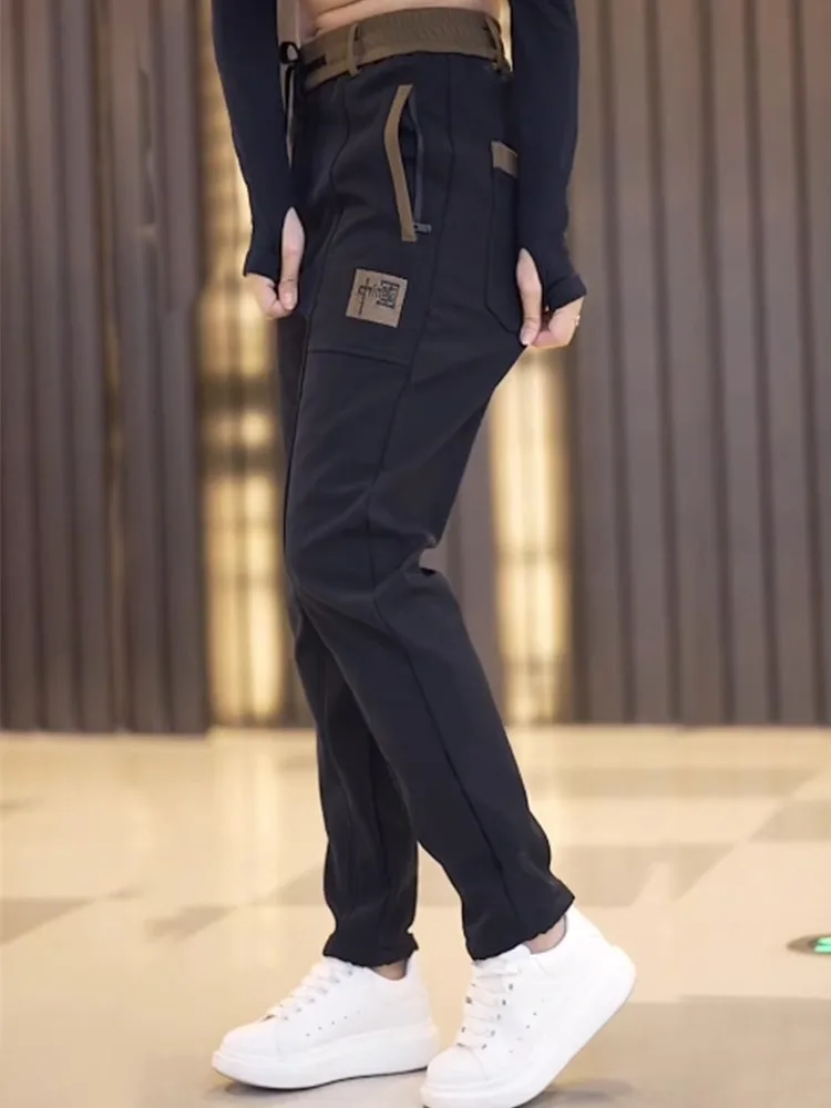 

Мужские повседневные брюки Slim Fit с вышивкой Ele, весенне-осенние спортивные брюки, модные брендовые брюки больших размеров Haome