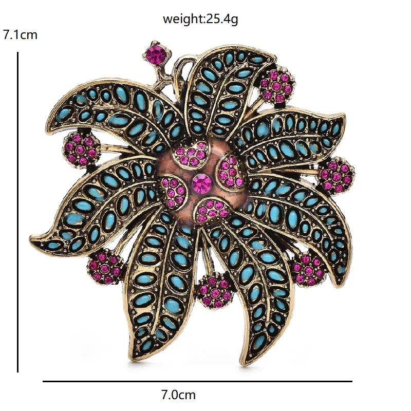 Wuli&baby Große Vintage Blumen Brosche Pins Metall Strass Kunst Lilie Pflanzen Für Damen Kleidung Rucksack Broschen Geschenke