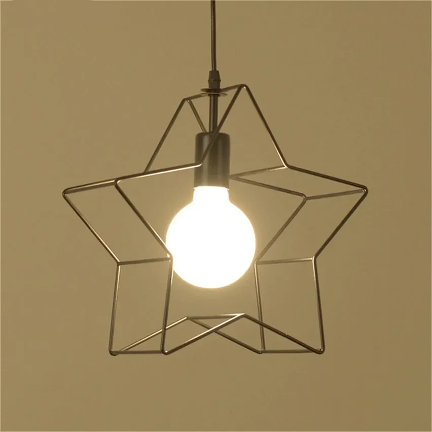 

Three-dimensional star shape Nordic Iron Led Pendant Light Retro Creative Star Lamp for Bar Coffee Bedroom Hang Stair Home