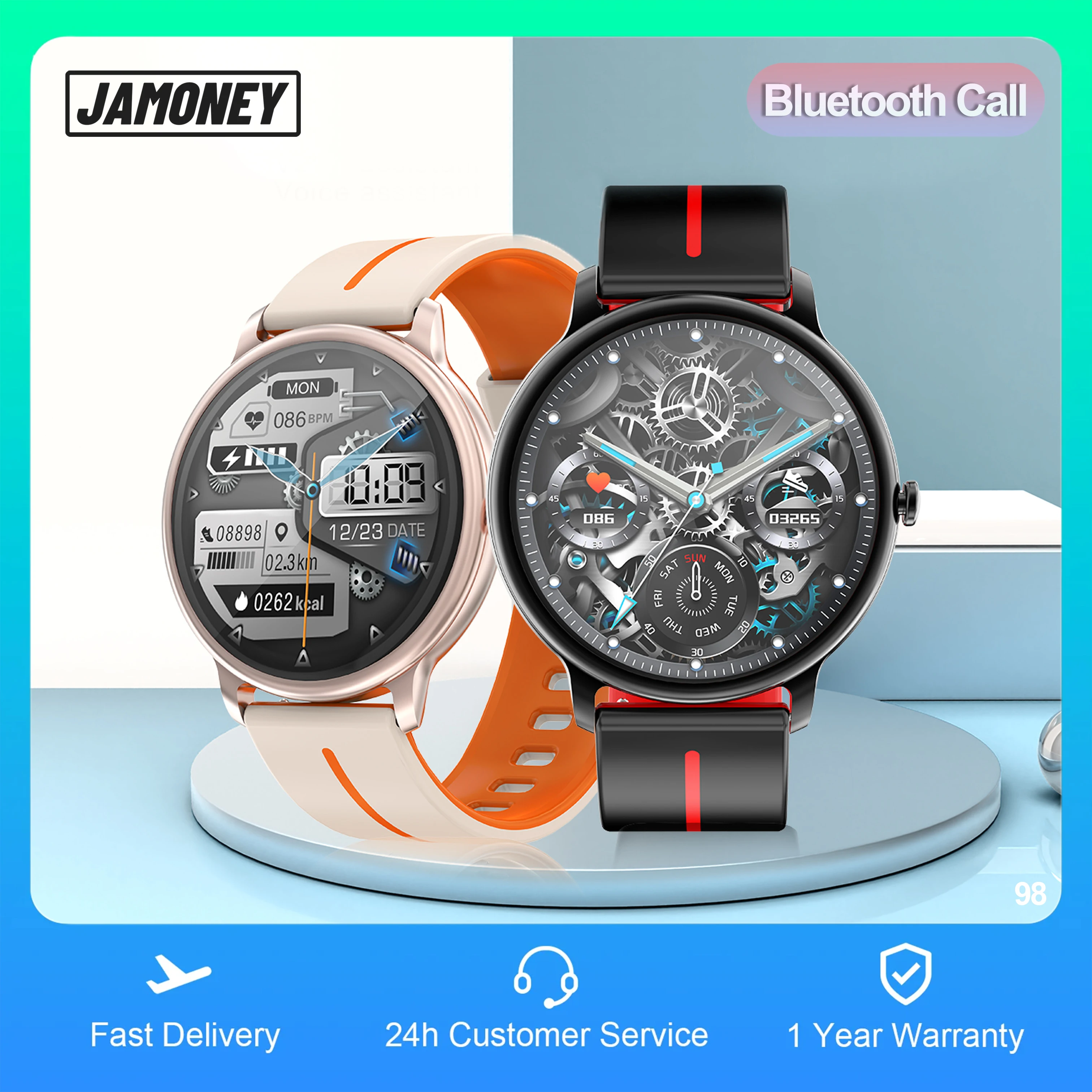 

Jamoney Voice Calling Smartwatch Men Health Monitoring IP67 Waterproof Smart Notifications Voice Assistant Smart Watch Women