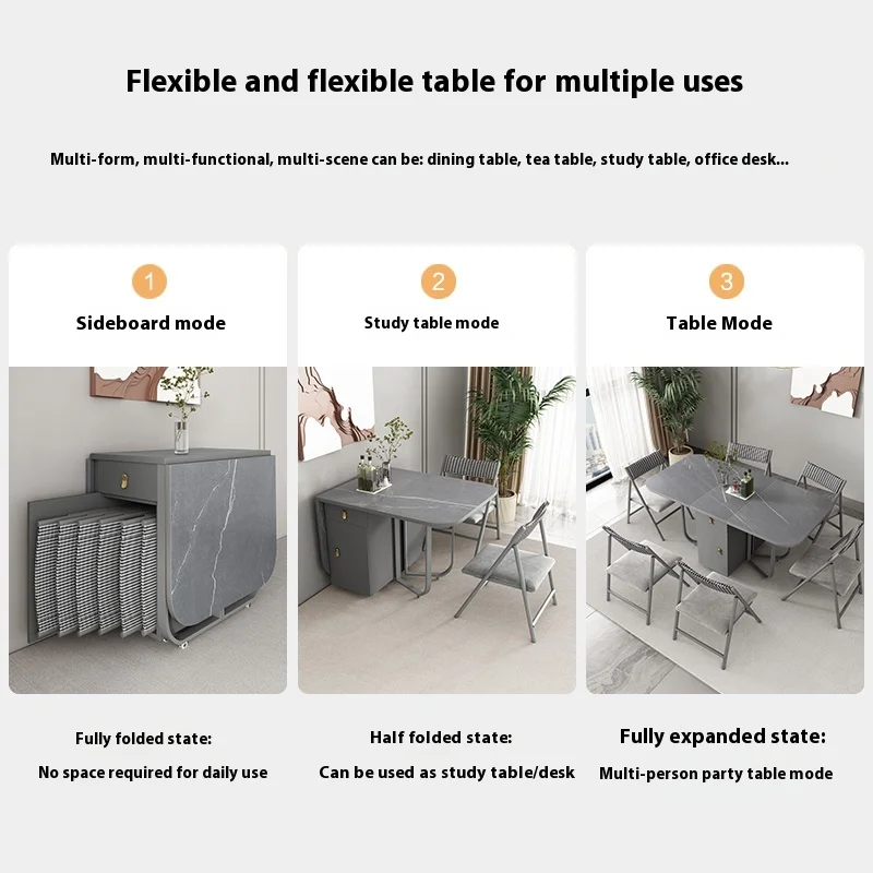 

Movable Fashion Folding Dining Table Furniture Multifunctional Rectangle Dining Table and Folding Chairs modern dining table