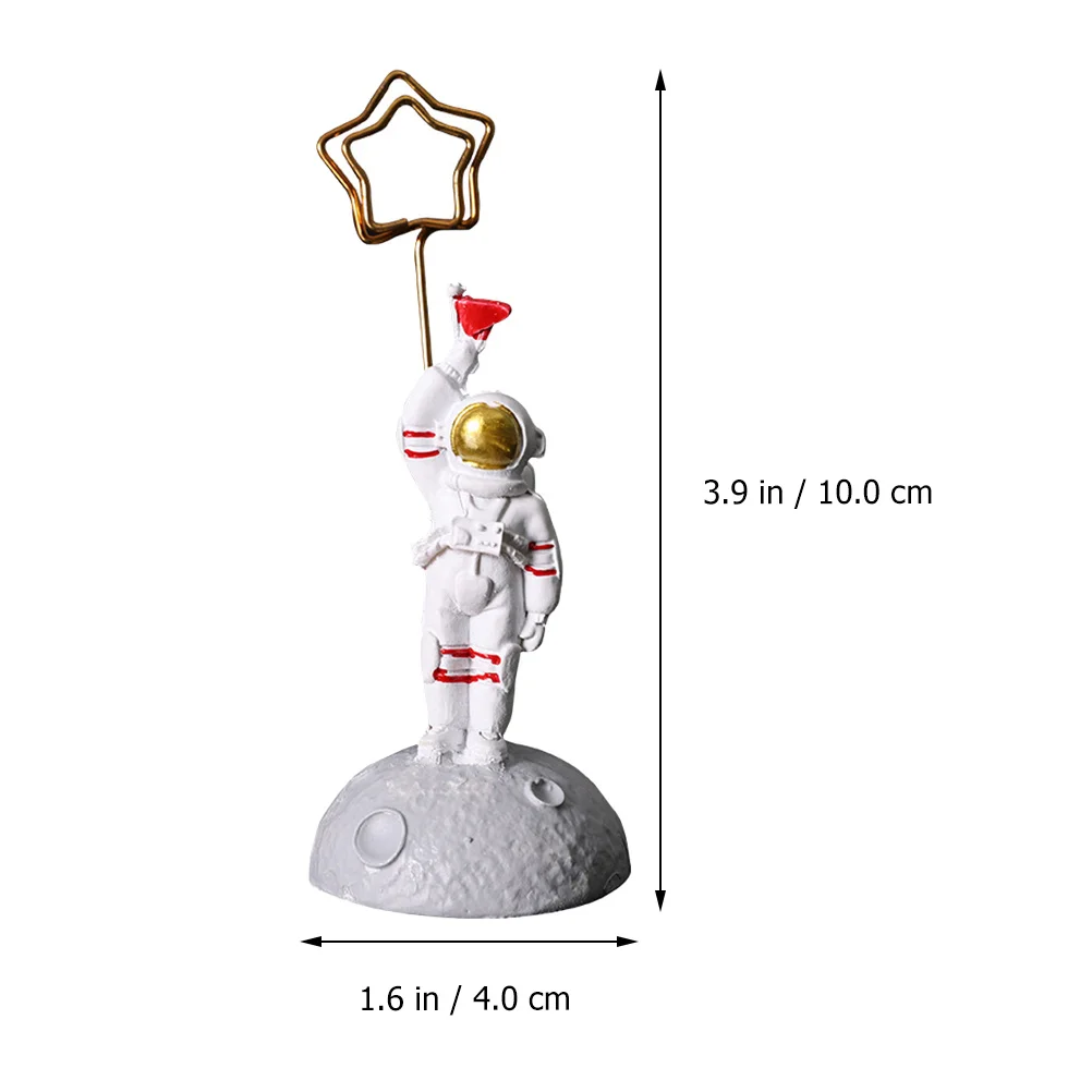 

4Pcs Resin Astronaut Shape Name Card Holder Photo Clips Desktop Ornament Spaceman Decor Business Note Holder Home Decoration
