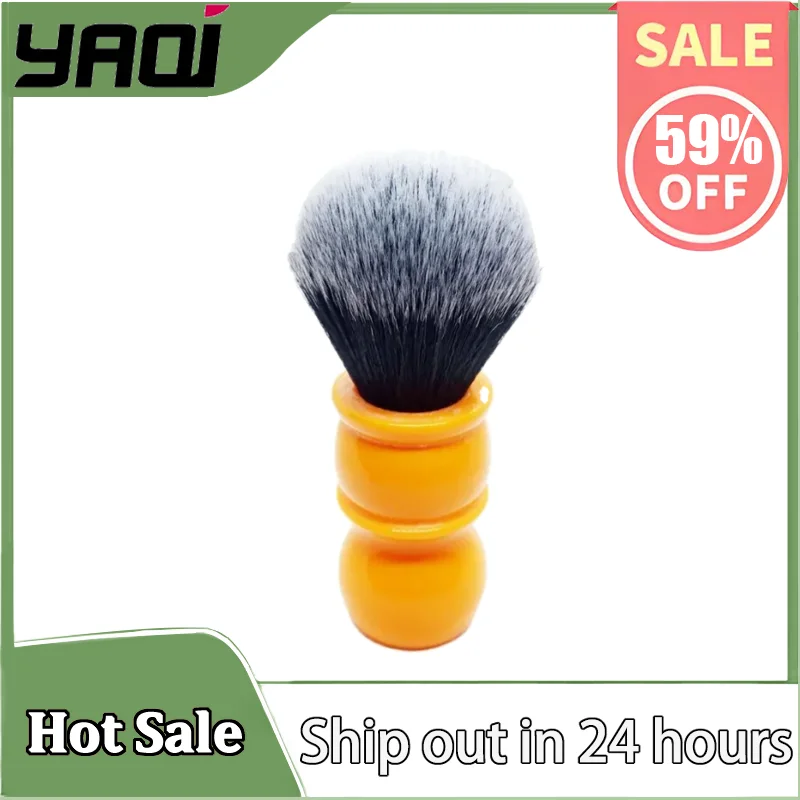 

YAQI 24mm Tuxedo Shaving Brush - Orange Handle, Soft Synthetic Hair, Travel Beard Care Kit, Gift for Men