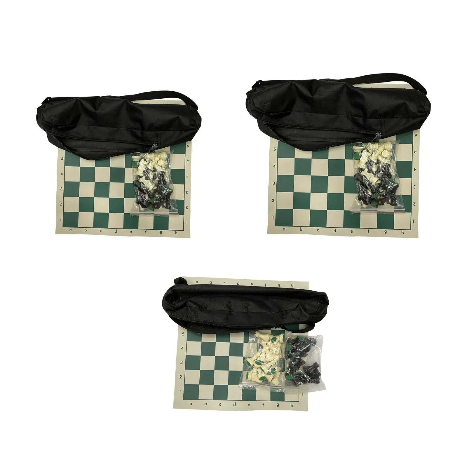 Roll Up Chess Game Set Lightweight Travel Chess Board with Zipper Bag Classic Medieval Style Pieces for Adults
