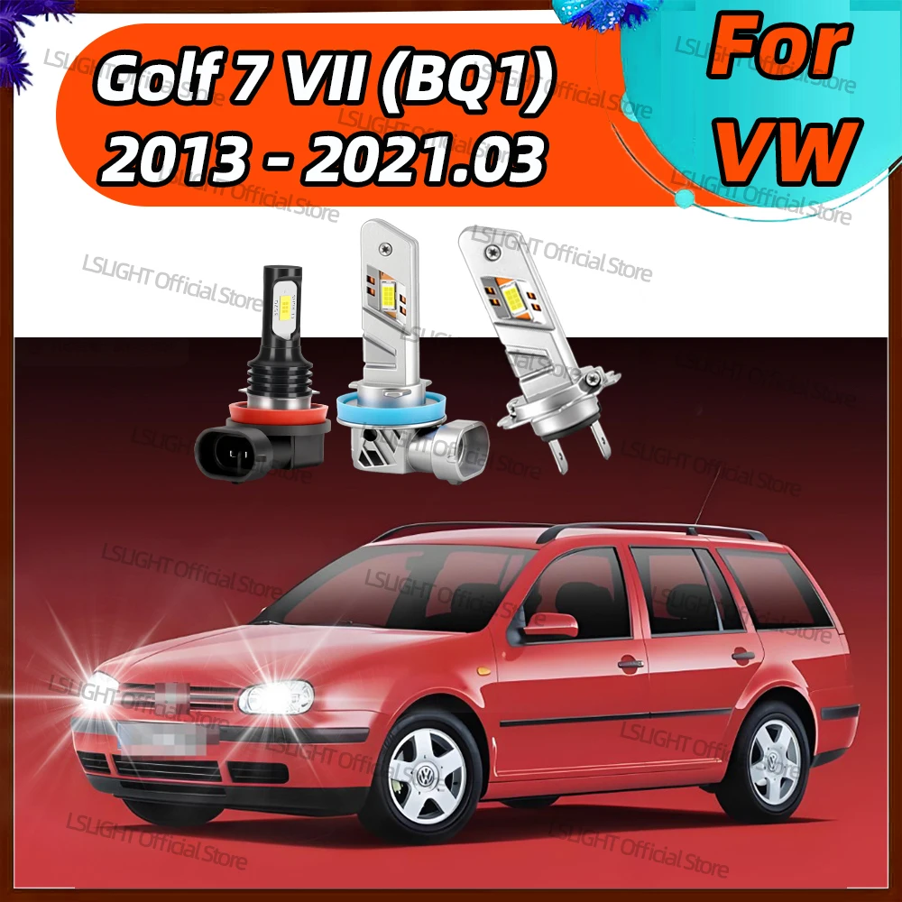2/6x 6000K LED Headlight Fog Bulbs For VW Golf 7 VII (BQ1) Hatchback 2013 2014 2015 2016 2017 2018 2019 2020 Head Lamps 200W 12V