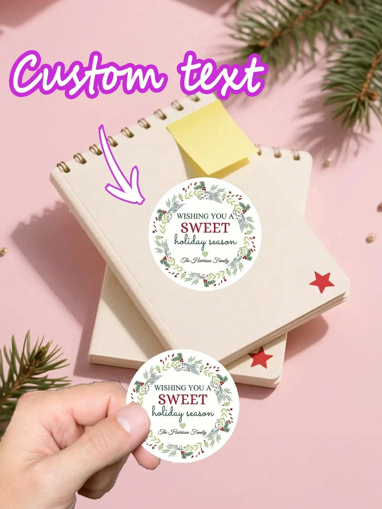 

Персонализированные рождественские тематические наклейки на заказ, текст, бутылки с водой, ноутбуки, сумки для еды, изысканные милые украшения для вечеринки, праздника